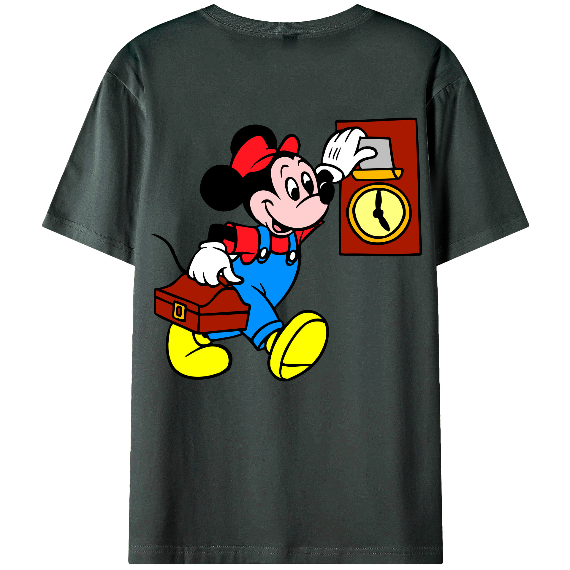 ミッキーマウス Mickey Mouse 綿100％ メンズ半袖Tシャツ（バックプリント） 通気性